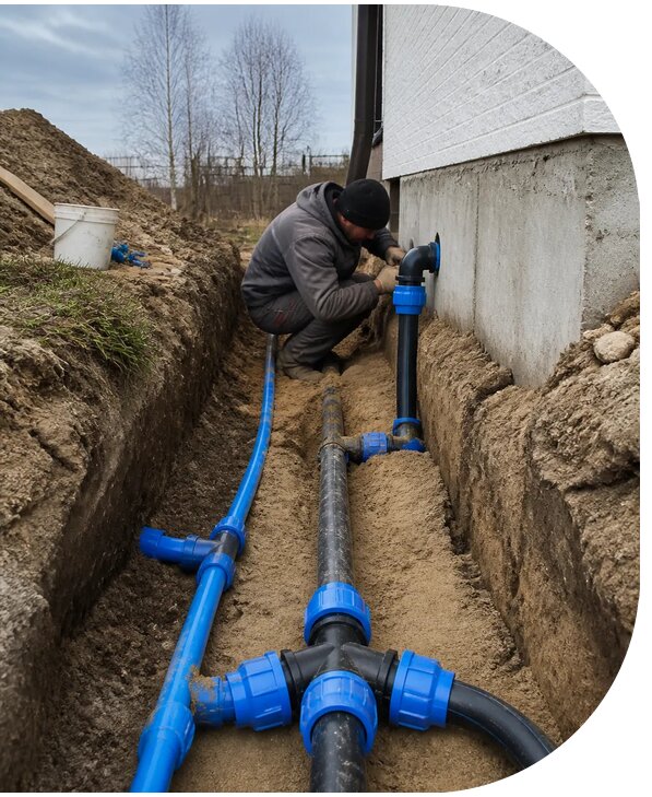 Монтаж наружного водопровода на участке под ключ в Междуреченске